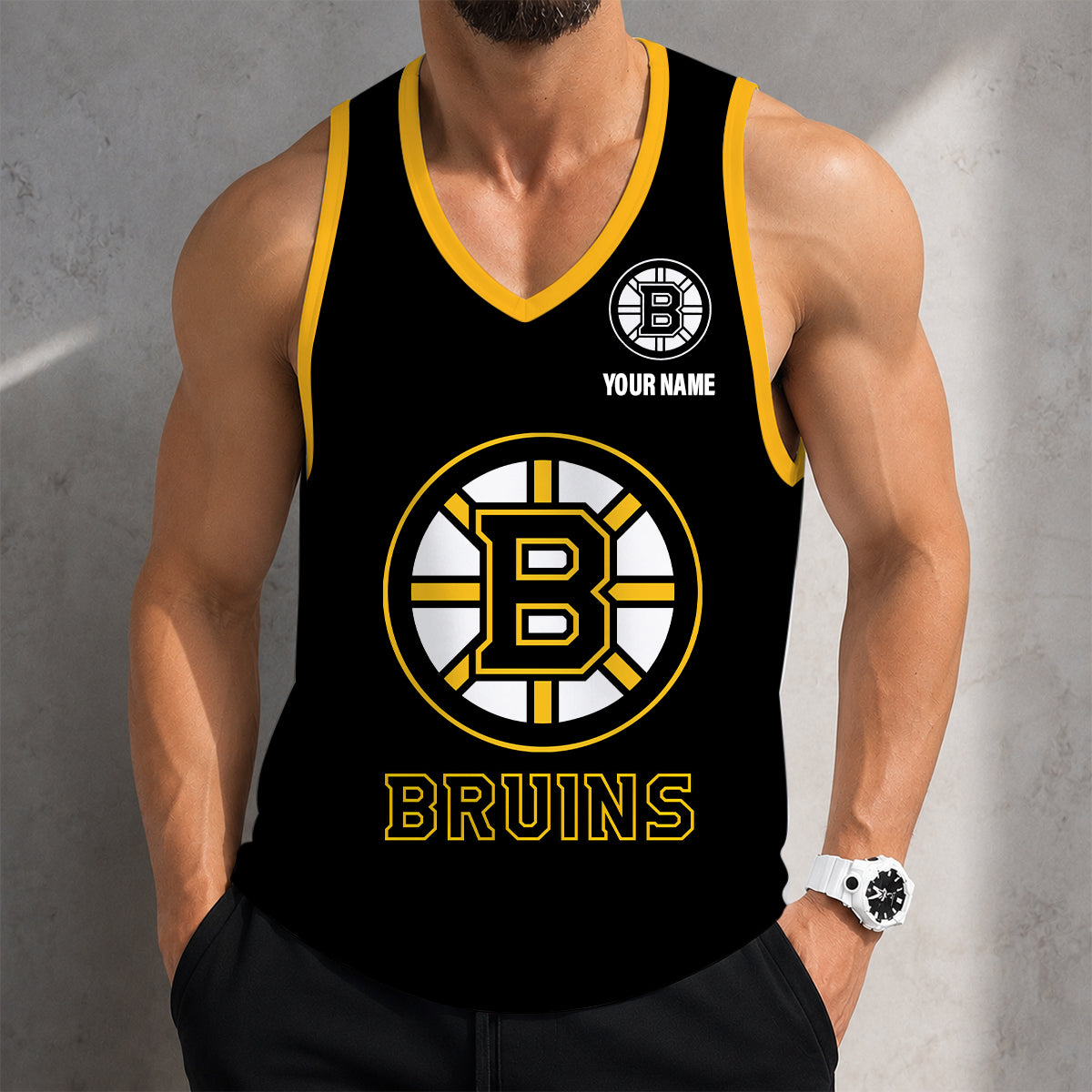 VIRAL EDITION - NEW CUSTOMIZED NHL02 BTB BOSTON BRUINS MEN'S TANK TOP