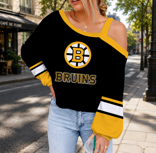 FINAL SALE - NEW CUSTOMIZED NHL02 BTB BOSTON BRUINS DROP SHOULDER SWEATSHIRT