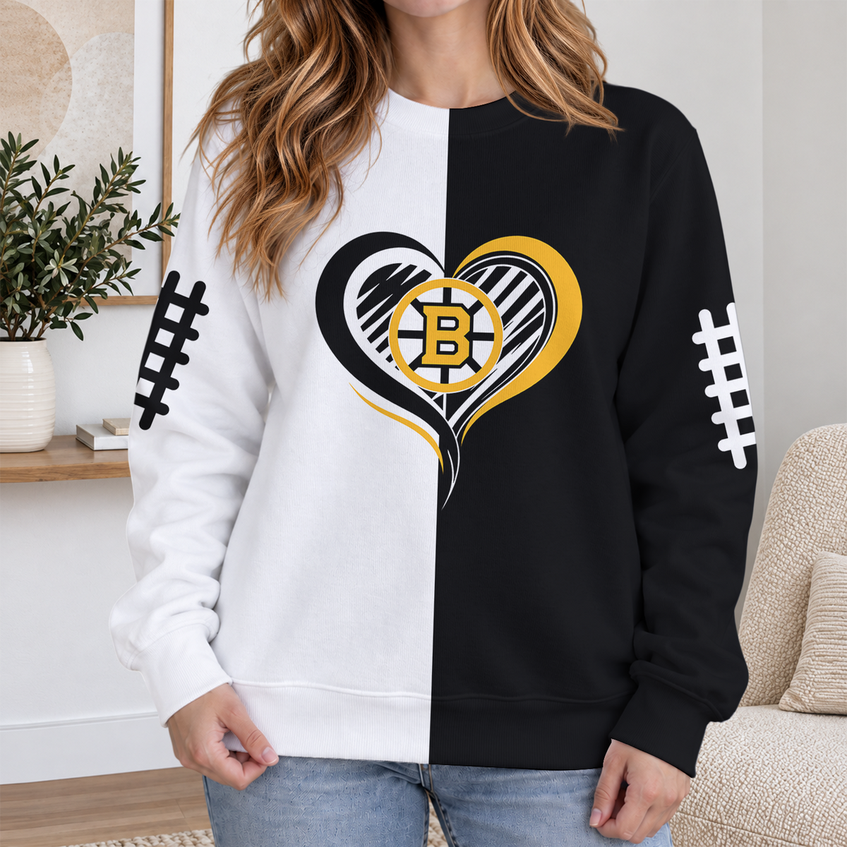 FINAL SALE - NEW CUSTOMIZED NHL02 BTB BOSTON BRUINS RIBBED HOODIE & SWEATSHIRT