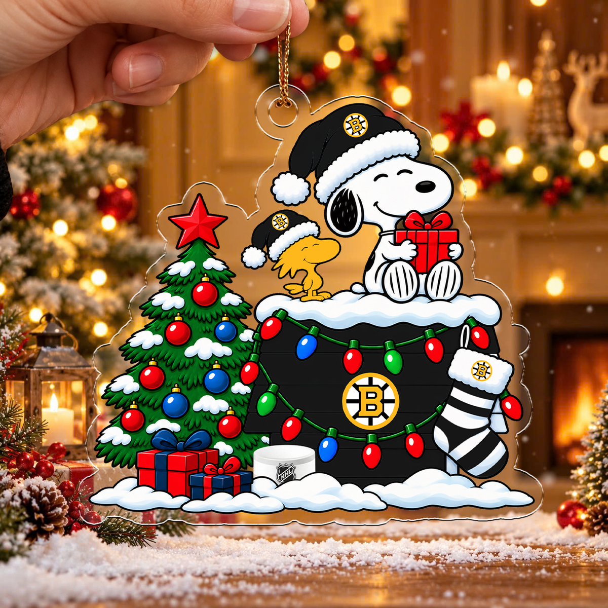LIMITED DROP - NEW CUSTOMIZED NHL02 BTB BOSTON BRUINS CHRISTMAS ACRYLIC ORNAMENT