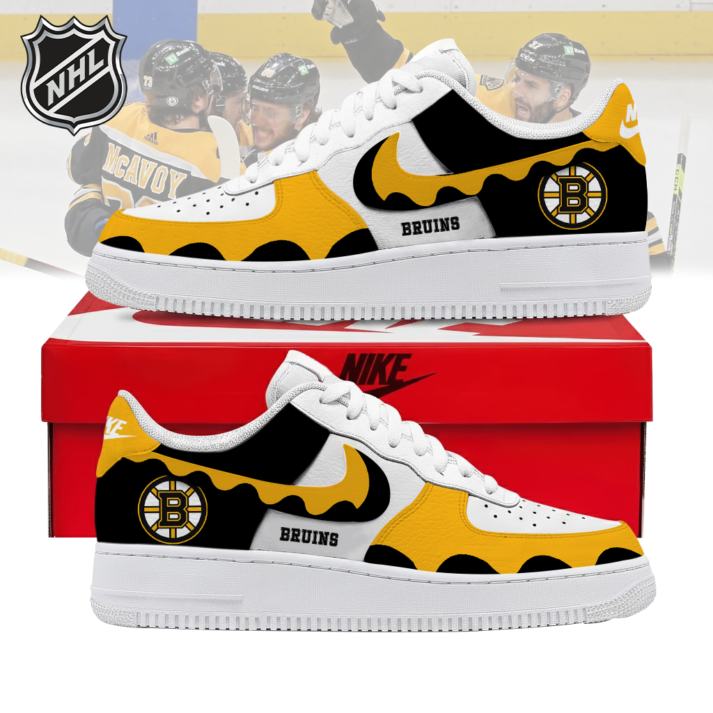 LIMITED EDITION - NEW CUSTOMIZED NHL02 BTB BOSTON BRUINS AF1 SHOES