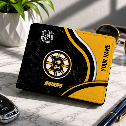 FINAL CLEARANCE - NEW CUSTOMIZED NHL02 BTB BOSTON BRUINS LEATHER WALLET