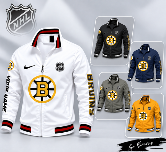 FLASH SALE - NEW CUSTOMIZED NHL02 BTB BOSTON BRUINS MULTICOLOR MEN'S CASUAL JACKET