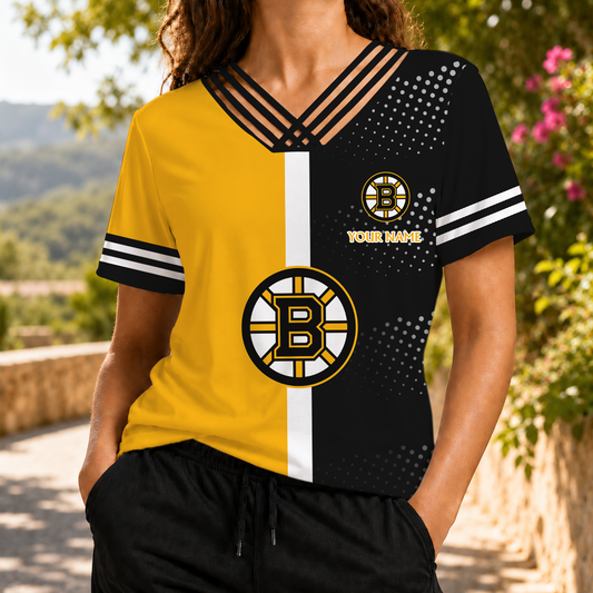 VIRAL EDITION - NEW CUSTOMIZED NHL02 BTB BOSTON BRUINS V-NECK SHIRT