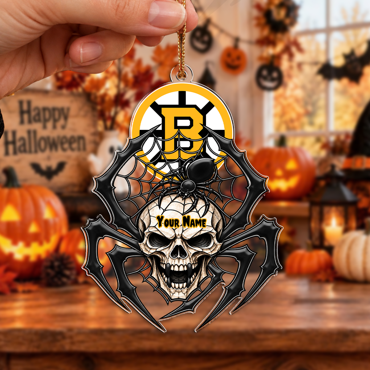 LIMITED EDITION - NEW CUSTOMIZED NHL02 BTB BOSTON BRUINS HALLOWEEN ACRYLIC ORNAMENT