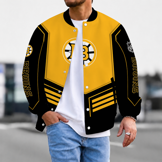 LIMITED EDITION - NEW CUSTOMIZED NHL02 BTB BOSTON BRUINS SATIN VARSITY JACKET & BASEBALL JACKET