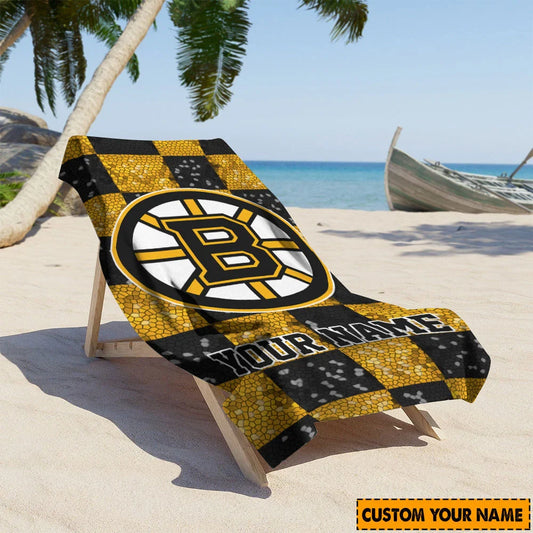 LIMITED EDITION - NEW CUSTOMIZED NHL02 BTB BOSTON BRUINS BEACH TOWEL FOR FAN