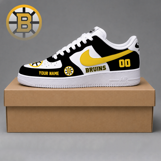 VIRAL EDITION - NEW CUSTOMIZED NHL02 BTB BOSTON BRUINS AF1 SHOES