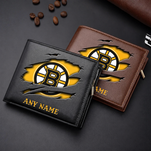 FINAL SALE - NEW CUSTOMIZED NHL02 BTB BOSTON BRUINS LEATHER WALLET