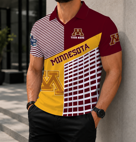VIRAL EDITION - NEW CUSTOMIZED NCAA MFF02 MGG MINNESOTA GOLDEN GOPHERS POLO SHIRT