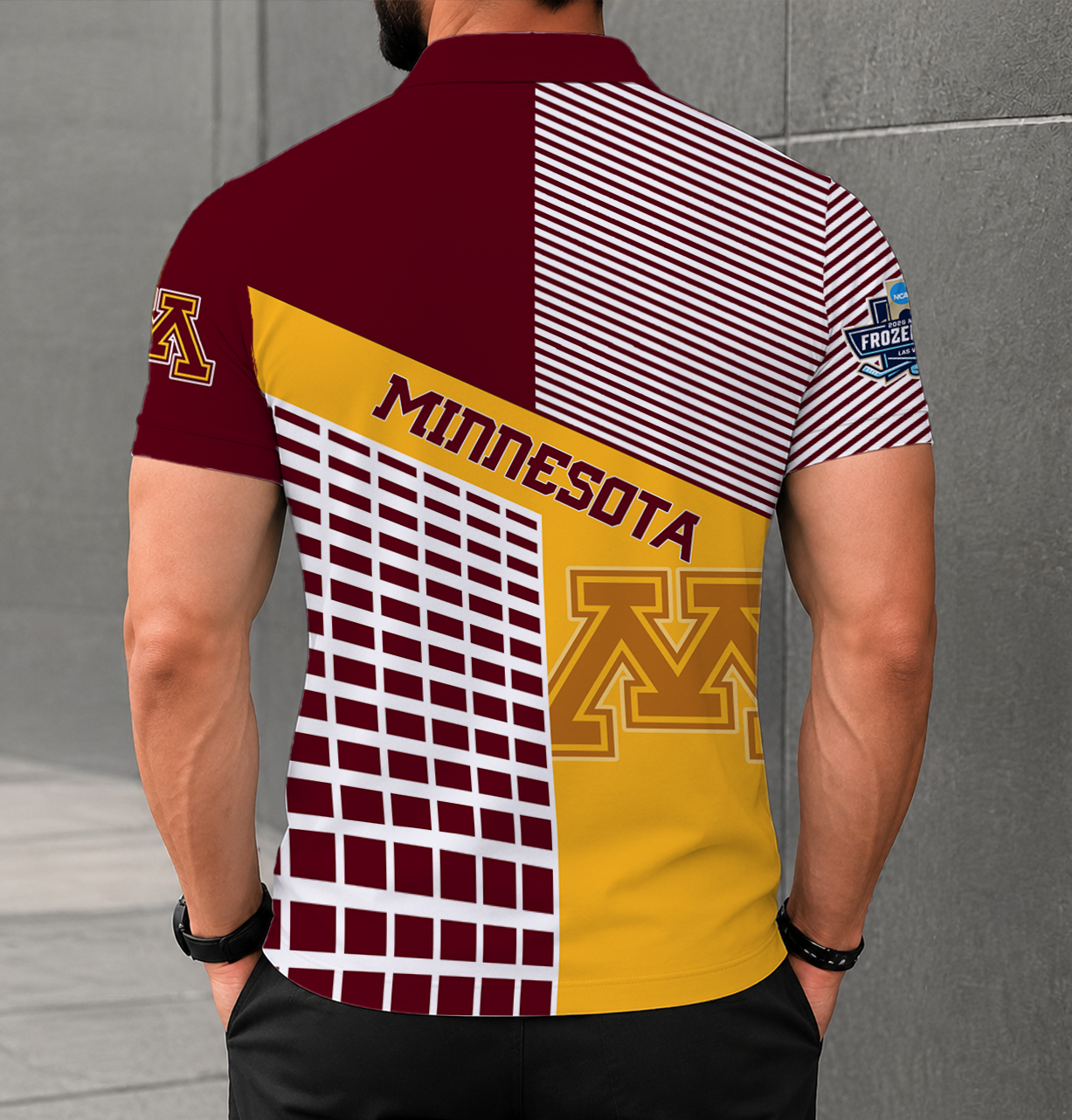 VIRAL EDITION - NEW CUSTOMIZED NCAA MFF02 MGG MINNESOTA GOLDEN GOPHERS POLO SHIRT