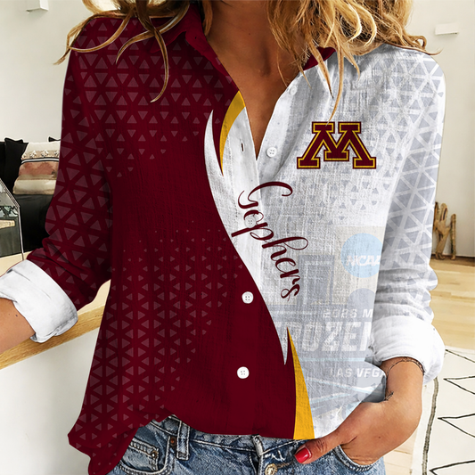 FINAL SALE - NEW CUSTOMIZED | NCAA MFF02 MGG MINNESOTA GOLDEN GOPHERS WOMEN CASUAL SHIRT FOR FAN