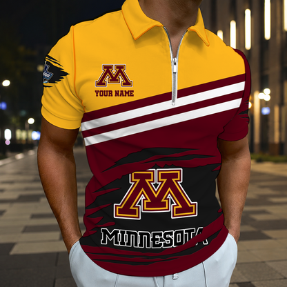 LIMITED DROP - NEW CUSTOMIZED NCAA MFF02 MGG MINNESOTA GOLDEN GOPHERS POLO SHIRT, ZIP POLO SHIRT & T-SHIRTS