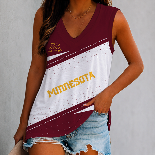 LIMITED EDITION - NEW CUSTOMIZED NCAA MFF02 MGG MINNESOTA GOLDEN GOPHERS WOMEN'S V-NECK TANK TOP