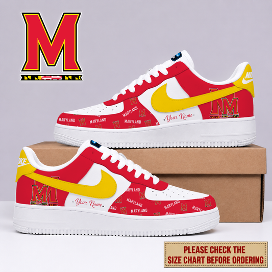 FINAL SALE - NEW CUSTOMIZED NCAA CFH02 MLT MARYLAND TERRAPINS AF1 SHOES
