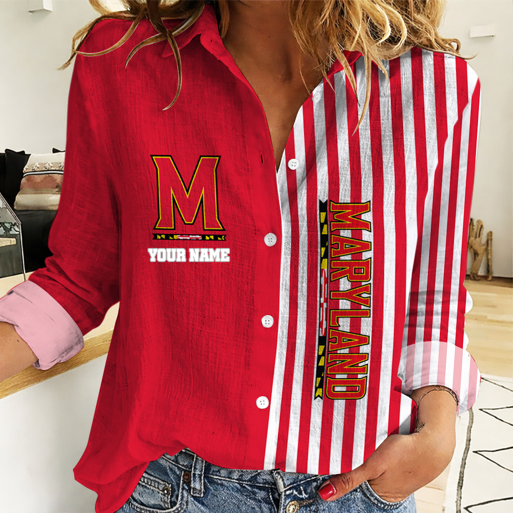 VIRAL EDITION - NEW CUSTOMIZED NCAA CFH02 MLT MARYLAND TERRAPINS WOMEN CASUAL SHIRT FOR FAN