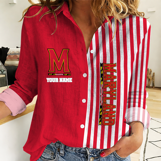 VIRAL EDITION - NEW CUSTOMIZED NCAA CFH02 MLT MARYLAND TERRAPINS WOMEN CASUAL SHIRT FOR FAN