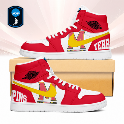 SPECIAL EDITION - NEW CUSTOMIZED NCAA CFH02 MLT MARYLAND TERRAPINS AIR JORDAN SNEAKERS