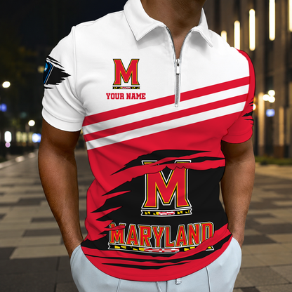 HOT DEAL - NEW CUSTOMIZED NCAA CFH02 MLT MARYLAND TERRAPINS POLO SHIRT, ZIP POLO SHIRT & T-SHIRTS
