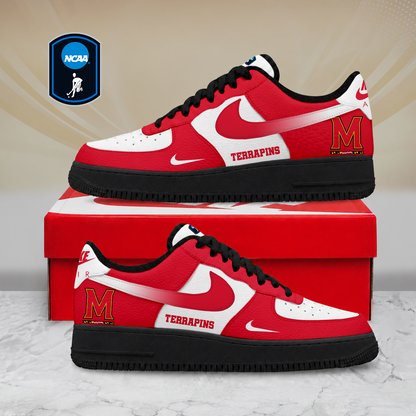 FINAL SALE - NEW CUSTOMIZED NCAA CFH02 MLT MARYLAND TERRAPINS AF1 SHOES