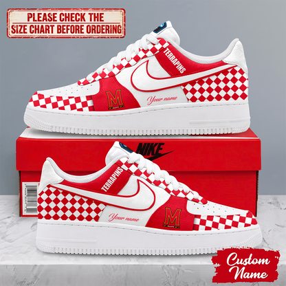 HOT DEAL - NEW CUSTOMIZED NCAA CFH02 MLT MARYLAND TERRAPINS AF1 SHOES