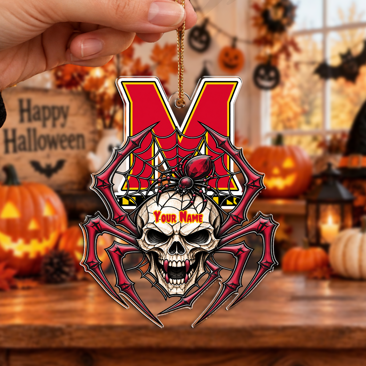 ACTIVE OFFER - NEW CUSTOMIZED NCAA CFH02 MLT MARYLAND TERRAPINS HALLOWEEN ACRYLIC ORNAMENT