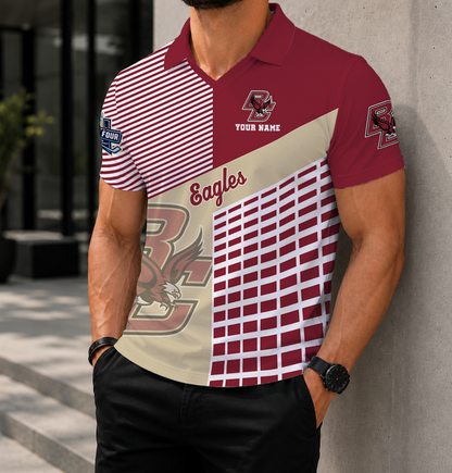 VIRAL EDITION - NEW CUSTOMIZED NCAA MFF03 BOE BOSTON COLLEGE EAGLES POLO SHIRT