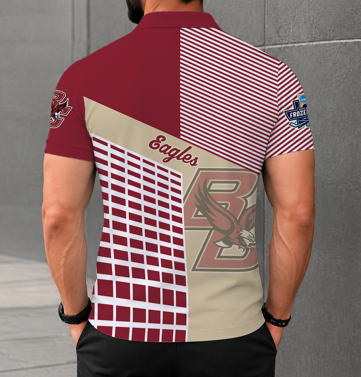 VIRAL EDITION - NEW CUSTOMIZED NCAA MFF03 BOE BOSTON COLLEGE EAGLES POLO SHIRT