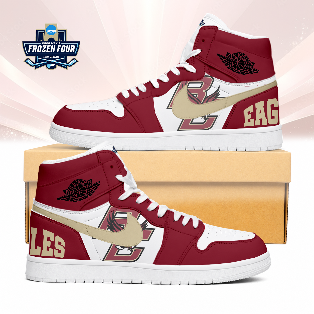 VIRAL EDITION - NEW CUSTOMIZED NCAA MFF03 BOE BOSTON COLLEGE EAGLES AIR JORDAN SNEAKERS