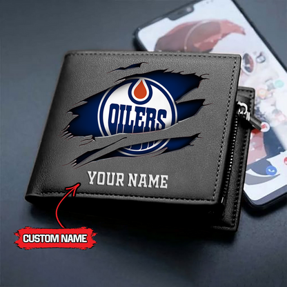 LIMITED EDITION - NEW CUSTOMIZED NHL03 EMO EDMONTON OILERS LEATHER WALLET