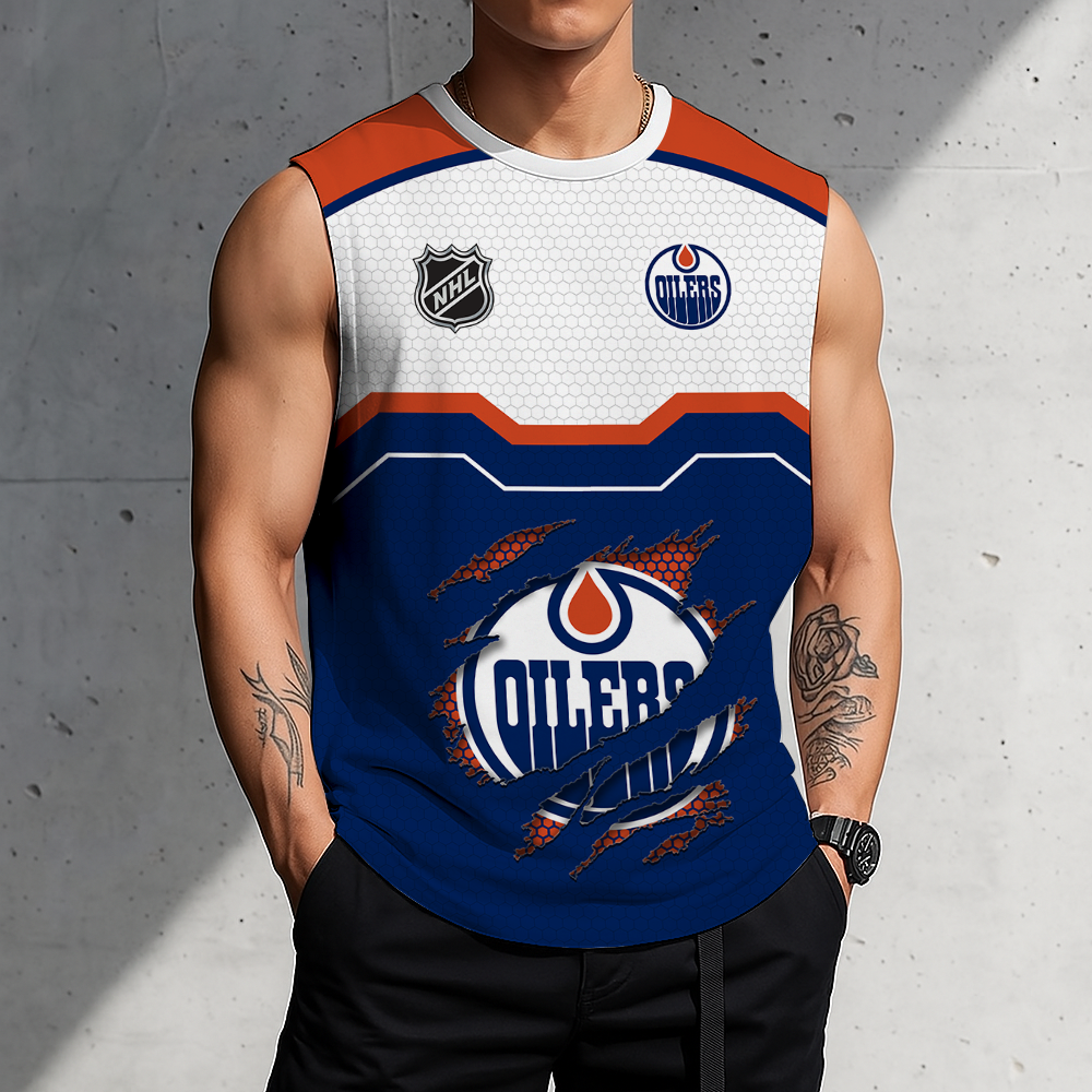 LIMITED EDITION - NEW CUSTOMIZED NHL03 EMO EDMONTON OILERS MEN'S GYM SHIRT