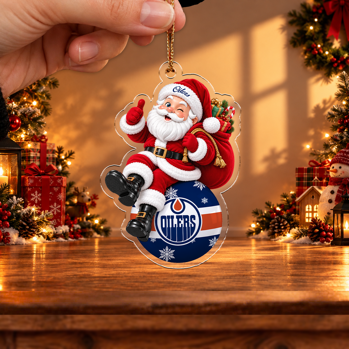 HOT DEAL - NEW CUSTOMIZED NHL03 EMO EDMONTON OILERS CHRISTMAS ACRYLIC ORNAMENT