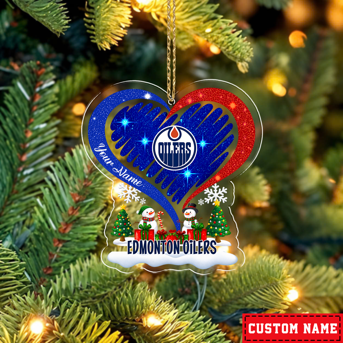 FINAL SALE - NEW CUSTOMIZED NHL03 EMO EDMONTON OILERS CHRISTMAS ACRYLIC ORNAMENT