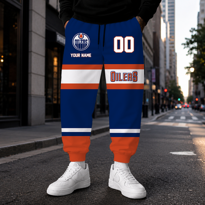 HOT DEAL - NEW CUSTOMIZED NHL03 EMO EDMONTON OILERS SWEATPANTS