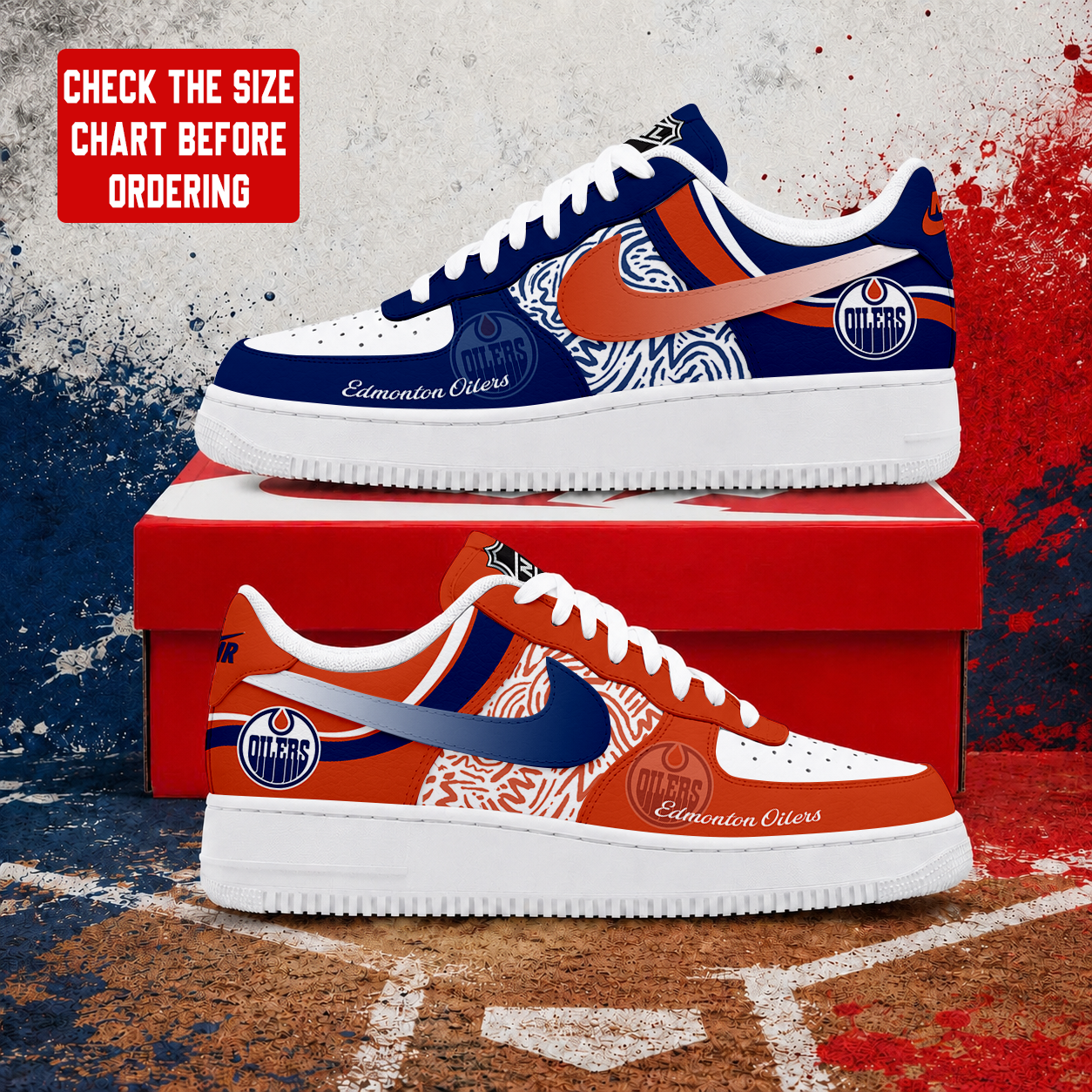 LIMITED EDITION - NEW CUSTOMIZED NHL03 EMO EDMONTON OILERS AF1 SHOES