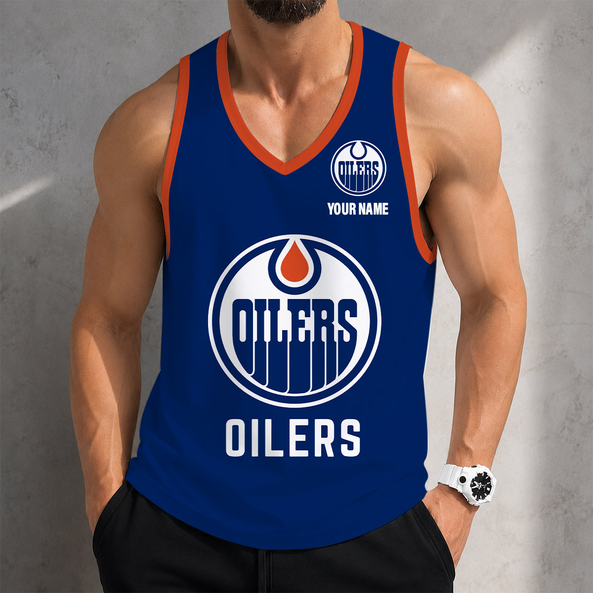 VIRAL EDITION - NEW CUSTOMIZED NHL03 EMO EDMONTON OILERS MEN'S TANK TOP