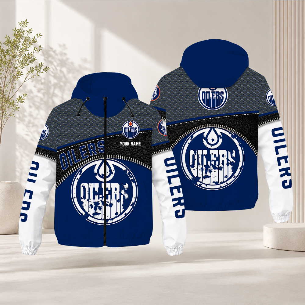 EXCLUSIVE EDITION - NEW CUSTOMIZED NHL03 EMO EDMONTON OILERS WINDBREAKER JACKET