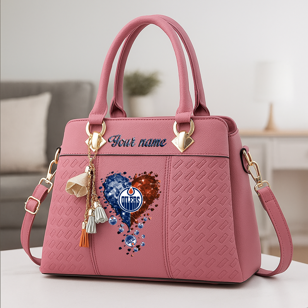 LIMITED EDITION - NEW CUSTOMIZED NHL03 EMO EDMONTON OILERS ZIP HANDBAG MULTICOLOR