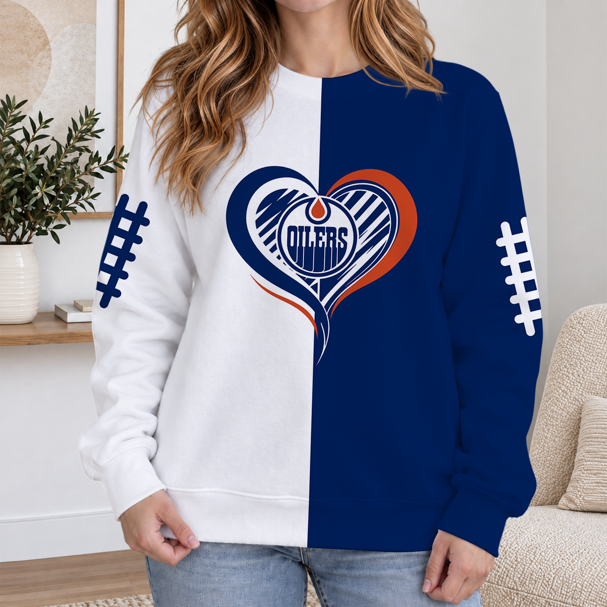 FINAL SALE - NEW CUSTOMIZED NHL03 EMO EDMONTON OILERS RIBBED HOODIE & SWEATSHIRT