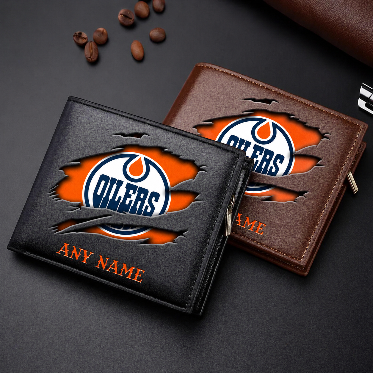 FINAL SALE - NEW CUSTOMIZED NHL03 EMO EDMONTON OILERS LEATHER WALLET