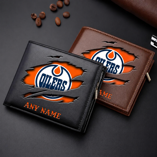 FINAL SALE - NEW CUSTOMIZED NHL03 EMO EDMONTON OILERS LEATHER WALLET