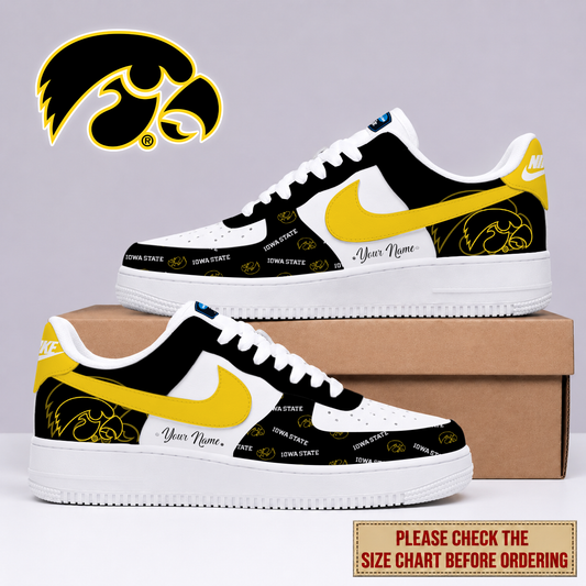 FINAL SALE - NEW CUSTOMIZED NCAA CFH04 IWH IOWA HAWKEYES AF1 SHOES