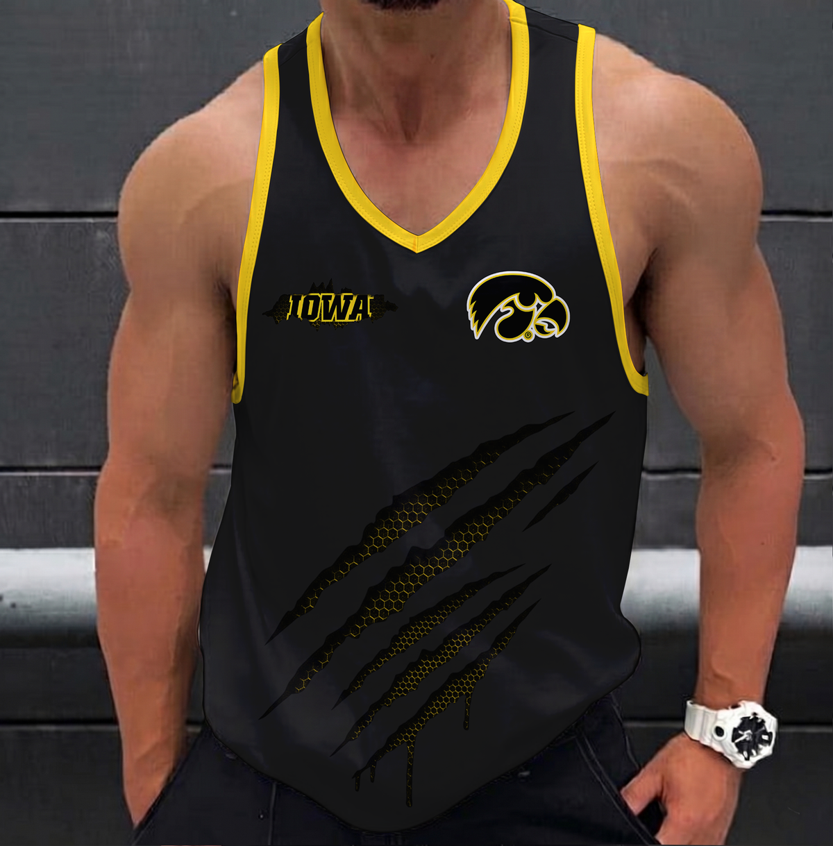 ELITE EDITION - NEW CUSTOMIZED NCAA CFH04 IWH IOWA HAWKEYES UNISEX TANK TOP