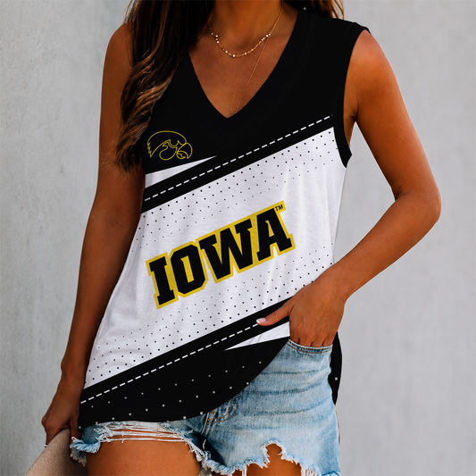 LIMITED EDITION - NEW CUSTOMIZED NCAA CFH04 IWH IOWA HAWKEYES WOMEN'S V-NECK TANK TOP