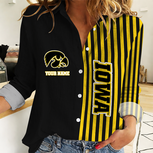 VIRAL EDITION - NEW CUSTOMIZED NCAA CFH04 IWH IOWA HAWKEYES WOMEN CASUAL SHIRT FOR FAN