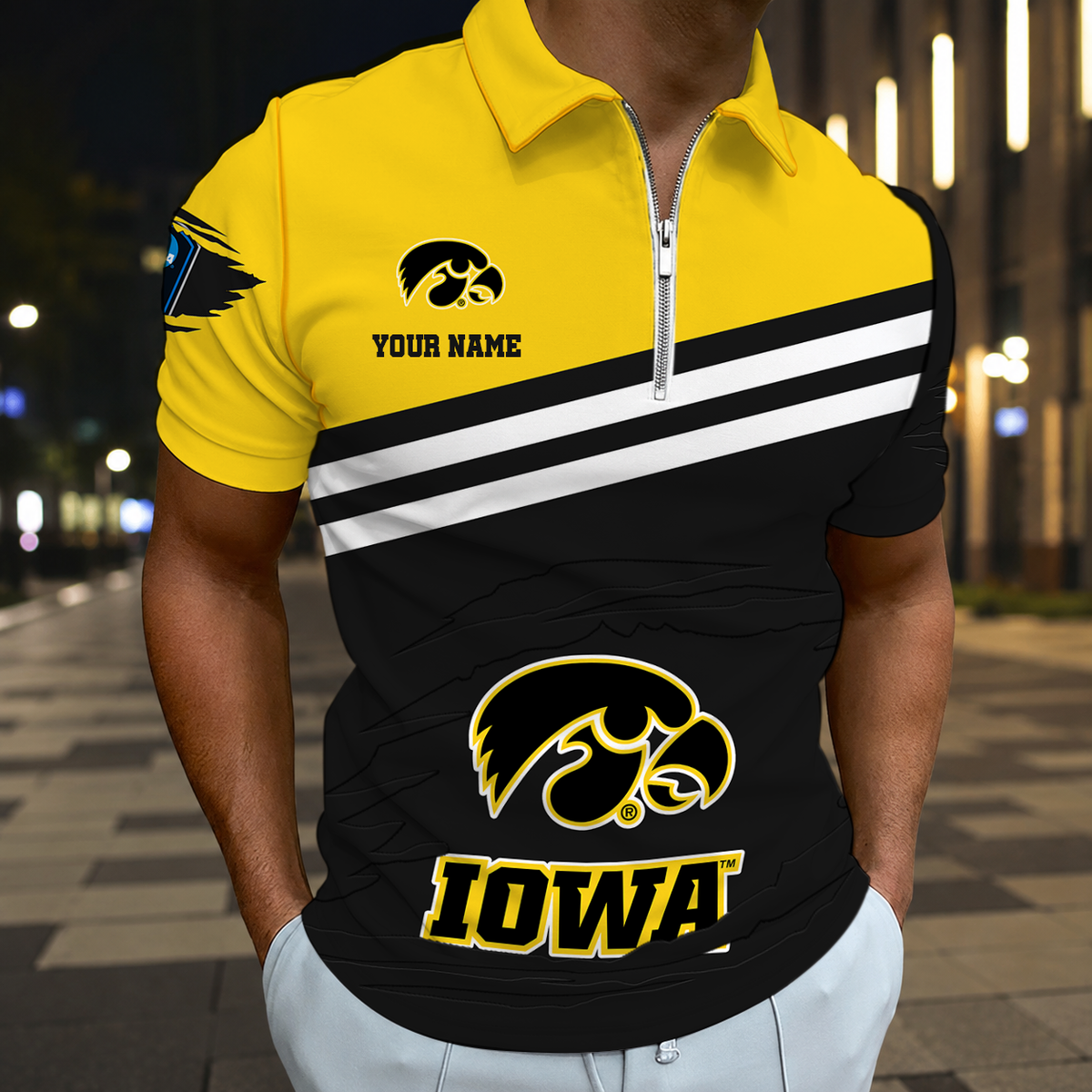 HOT DEAL - NEW CUSTOMIZED NCAA CFH04 IWH IOWA HAWKEYES POLO SHIRT, ZIP POLO SHIRT & T-SHIRTS