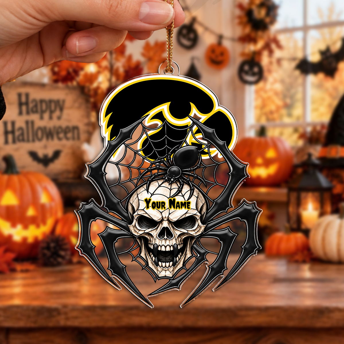 ACTIVE OFFER - NEW CUSTOMIZED NCAA CFH04 IWH IOWA HAWKEYES HALLOWEEN ACRYLIC ORNAMENT