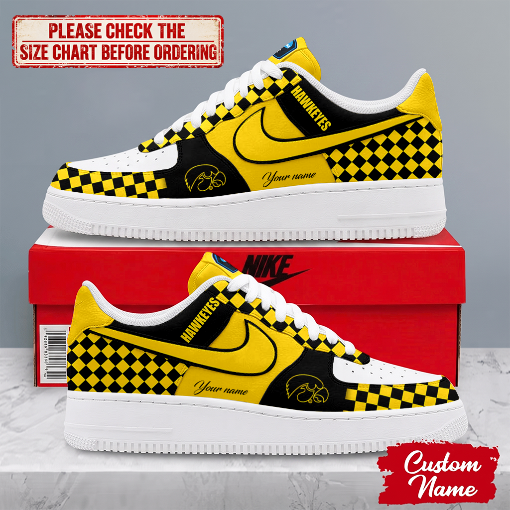 HOT DEAL - NEW CUSTOMIZED NCAA CFH04 IWH IOWA HAWKEYES AF1 SHOES