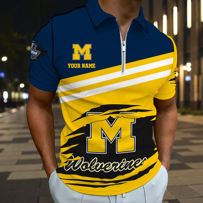 LIMITED DROP - NEW CUSTOMIZED NCAA MFF04 MIW MICHIGAN WOLVERINES POLO SHIRT, ZIP POLO SHIRT & T-SHIRTS