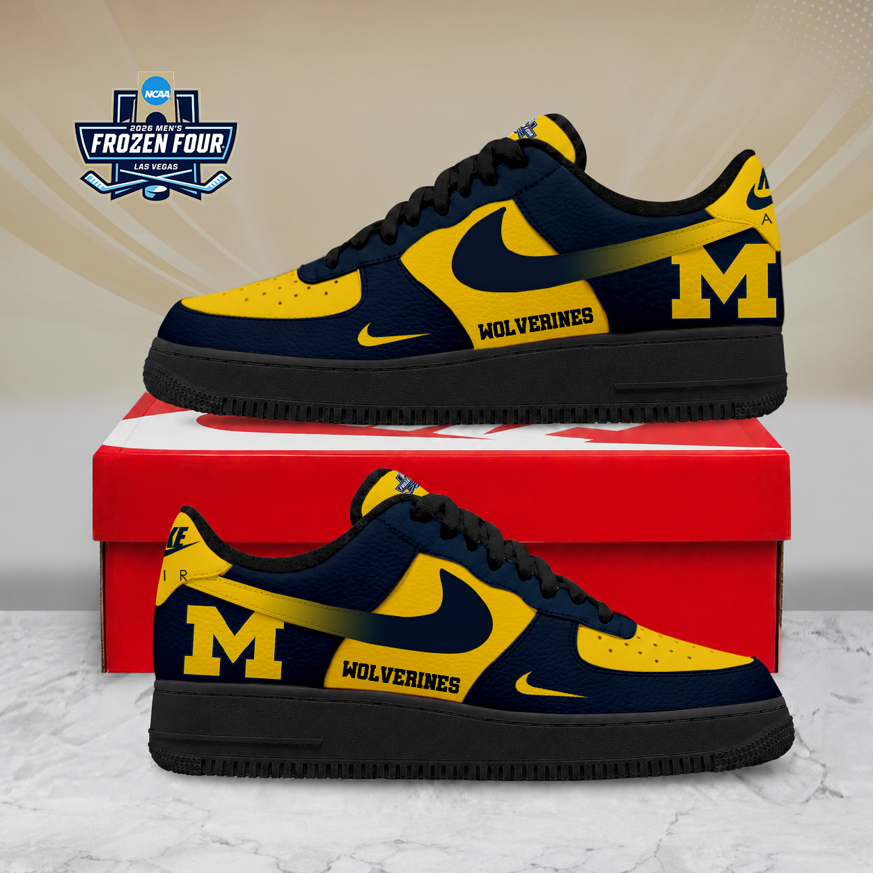 FINAL SALE - NEW CUSTOMIZED NCAA MFF04 MIW MICHIGAN WOLVERINES AF1 SHOES